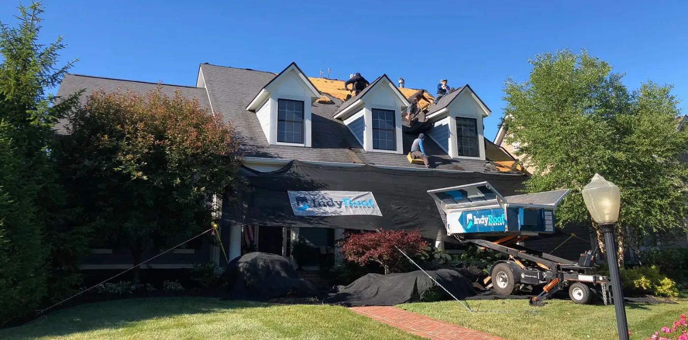 Tarping and dry-in on a North Vernon commercial roof